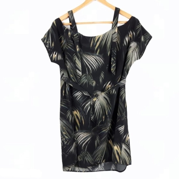 All Saints Rae Neluwa Silk Palm Tree Tropical Dress Black green Size Small mini - Picture 5 of 10